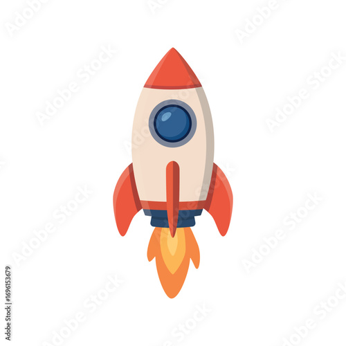 Rocket Vector Illustration. Cartoon spaceship isolated on a white. Flat Vector Illustration.