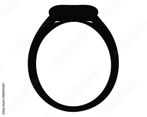 Black silhouette of a simple engagement ring on a white background