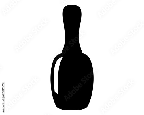 Black silhouette illustration of bowling pin with white background for leisure