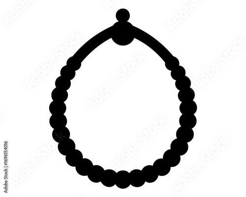 Minimalist black and white illustration of a beaded necklace jewelry design