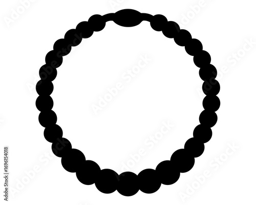 Black silhouette of a bead necklace on a white background image
