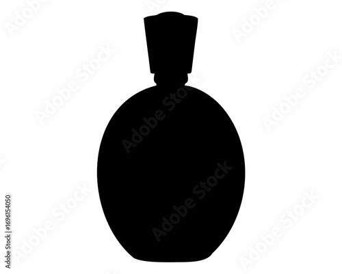 Elegant Perfume Bottle Silhouette on White Background, Classic Design, Aromatherapy
