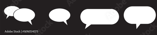 Silhouette speech bubble vector set. Speech bubbles. communication concept, simple flat design. text box and message icon collection on. Simple black silhouette of two overlapping speech bubbles indic