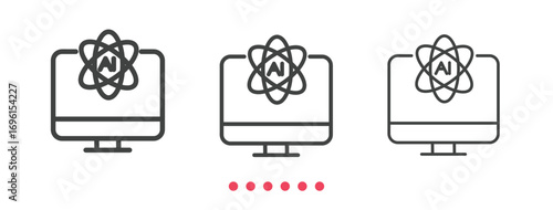 Computing artificial icon. Thin line icon vector