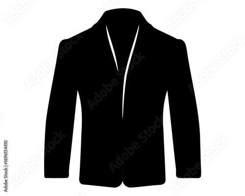 Isolated black blazer silhouette on white background depicting formal attire