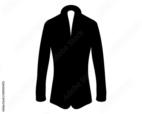 Black silhouette illustration of a long sleeved romper on a white background
