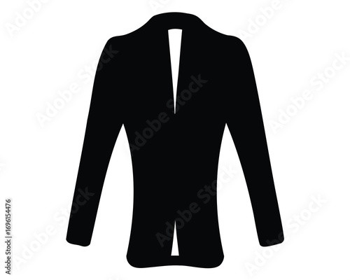 Silhouette of a classic black suit jacket on a white background