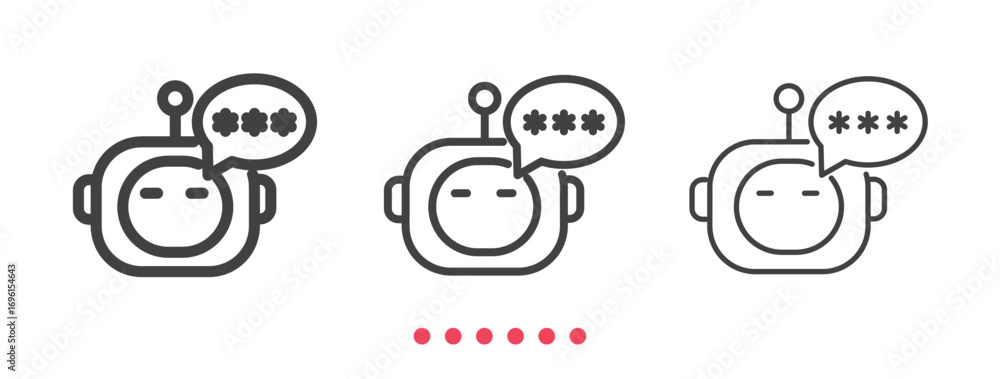Fototapeta premium Chat bot icon. Thin line icon vector