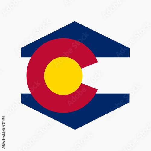 Colorado flag. Colorado USA flag vector. Colorado flag standard color on hexagon