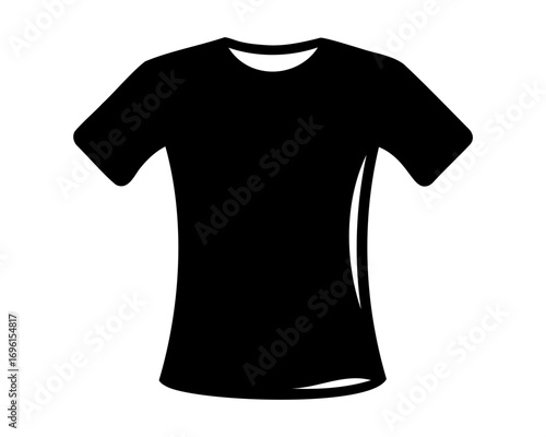 Black and white vector illustration of a basic short sleeve tshirt
