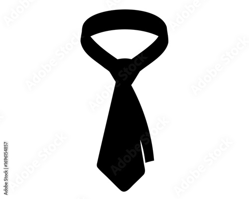 Black tie silhouette on white background suggests formality and professionalism