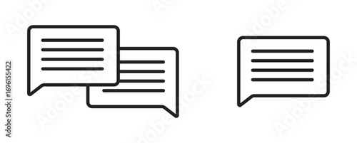 Silhouette speech bubble vector set. Speech bubbles. communication concept, simple flat design. text box and message icon collection on. Simple black silhouette of two overlapping speech bubbles indic