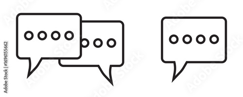 Silhouette speech bubble vector set. Speech bubbles. communication concept, simple flat design. text box and message icon collection on. Simple black silhouette of two overlapping speech bubbles indic