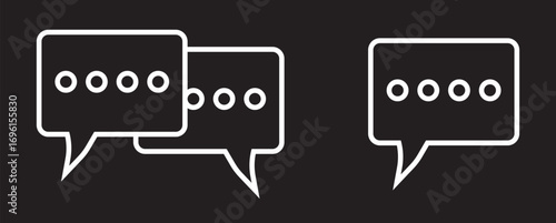 Silhouette speech bubble vector set. Speech bubbles. communication concept, simple flat design. text box and message icon collection on. Simple black silhouette of two overlapping speech bubbles indic