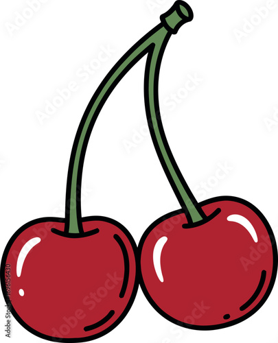 Two Cherries Clipart Illustration