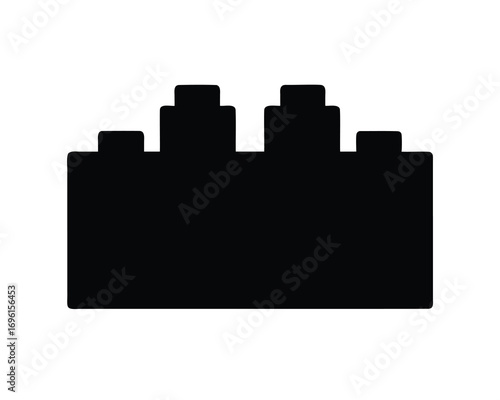 A Black Silhouette of a Classic Toy Brick on a White Background