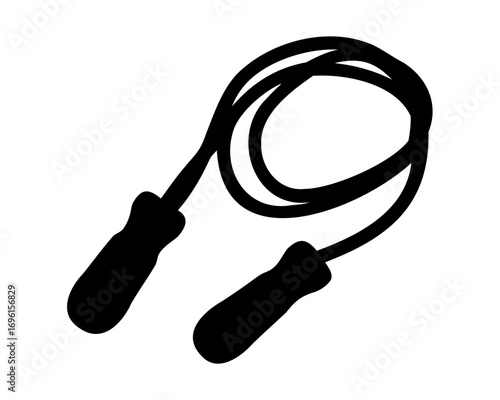Black silhouette of a jump rope on a white background image