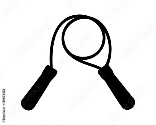 Black silhouette of a skipping rope on white background exercise equipment