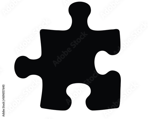 Isolated black jigsaw puzzle piece on white background to solve business challenge