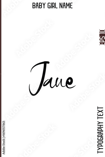 Jane   -Girl Name Minimal Elegant Cursive Typography Vector Art