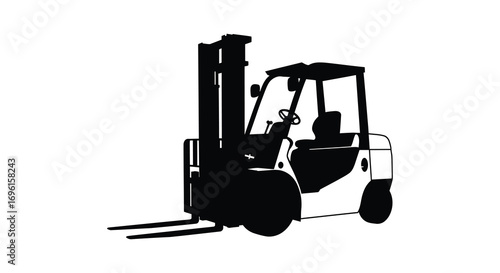 a black silhouette of an industrial forklift truck