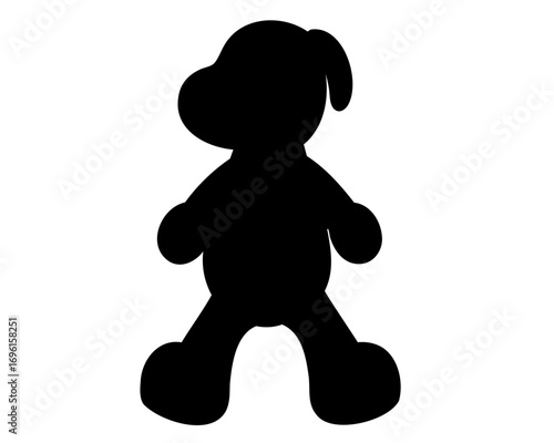 Silhouette of a Cute Cartoon Dog Character with Short Tail Standing Upright
