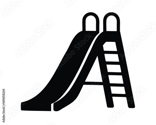 Simple Playground Slide Icon in Black and White for Kids Activity