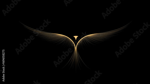 Golden phoenix rising from the darkness with elegant lines art 67