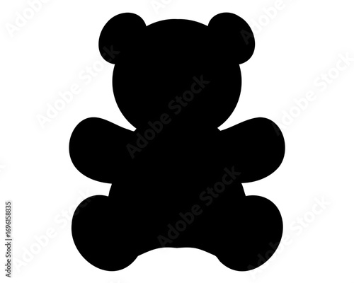 Black Silhouette of a Classic Teddy Bear Stuffed Animal Toy