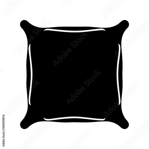 Simple black and white vector illustration of a soft square pillow
