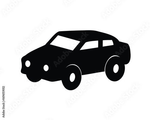 A black car icon silhouette on a white background, side view
