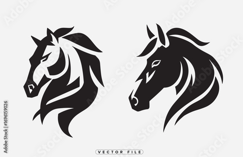 two elegant horse silhouettes facing opposite directions with flowing manes