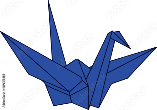 Blue Origami Crane Illustration