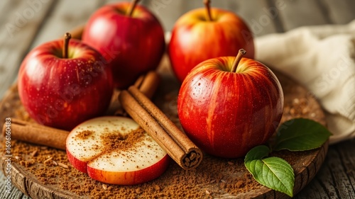 Spiced Apples and Cinnamon Sticks, Elegant Gourmet Food Photography