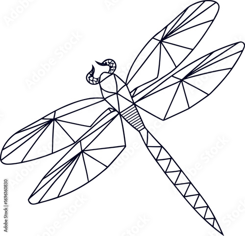 Geometric Dragonfly Line Art