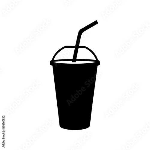 Silhouette of a Drink in a Cup with Lid and Straw