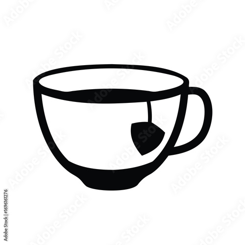 Minimalistic illustration of a teacup with a teabag brewing inside it