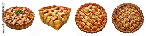 Collection Delicious baked pies with golden crusts, featuring various fillings like apple and cherry, evoke warmth and comfort