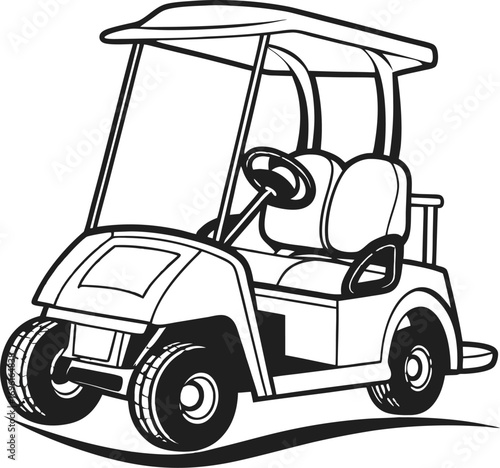 Black Silhouette Vector of Golf Cart Vehicle Side View