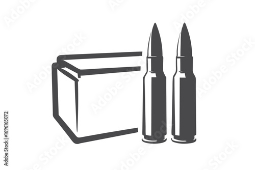 Ammunition Box with Cartridges on White Background