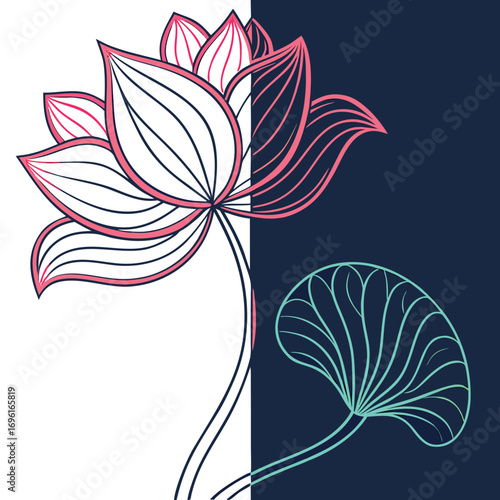 Abstract glowing neon lotus leaf with vibrant color gradients and ethereal light effects
