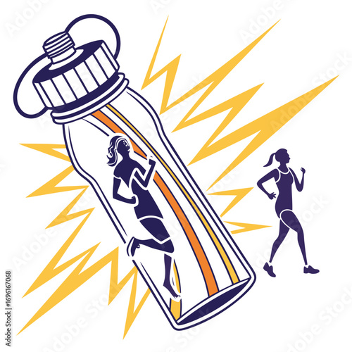 Clean vector silhouette of a modern sports water bottle with a sleek design for active lifestyles