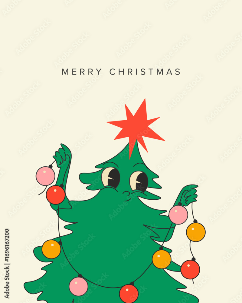Naklejka premium Merry Christmas cover, postcard, poster