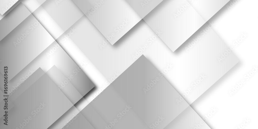 Obraz premium Modern luxury pattern of geometric white and gray color background, Elegant abstract background with grey lines with shadow. white paper transparent material in triangle technology and square shape