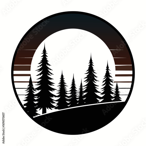 tree, forest, illustration, nature, vector, silhouette, night, landscape, moon, star, outdoors, background, environment, summer, art, dusk, sun, blue, sky, sunset, woodland, no people, plant, astronom
