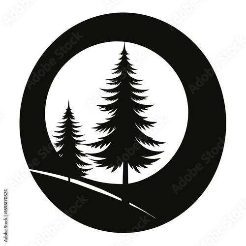 tree, forest, illustration, nature, vector, silhouette, night, landscape, moon, star, outdoors, background, environment, summer, art, dusk, sun, blue, sky, sunset, woodland, no people, plant, astronom