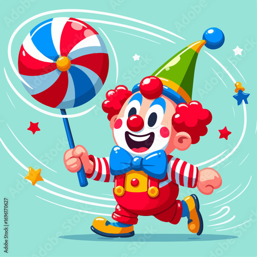 Illustration of a clown doing a ball trick