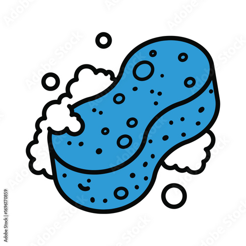 vector Cleaning power with sponge and foam, home hygiene