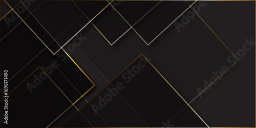 Modern black background corporate with gold lines .Modern silver grey white gold abstract geometric background with diamond shape and lines .square shapes template for business, card, flyer