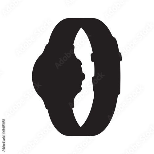 Tech vector design of smartwatch wearable for fitness and notifications, ideal for gadget, health, and digital themes silhouette vector flat illustration design on white background